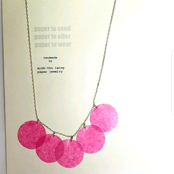 Jewelry - Pink Paper Necklace in a Greeting Card - Unique!